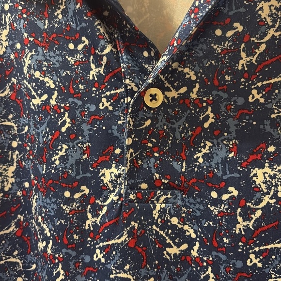 Donald Ross sportswear - Men's Blue Patterned polo golf Shirt- medium - Picture 3 of 6